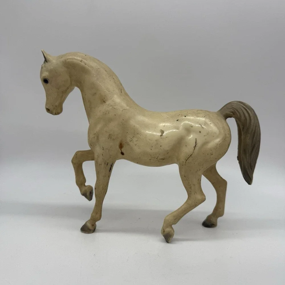 Breyer White Horse w Gray Mane and Gray Tail Vintage Flawed Toy